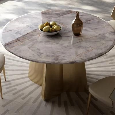 Modern Style Designs Marble Table Chrome Gold Feet Dining Table