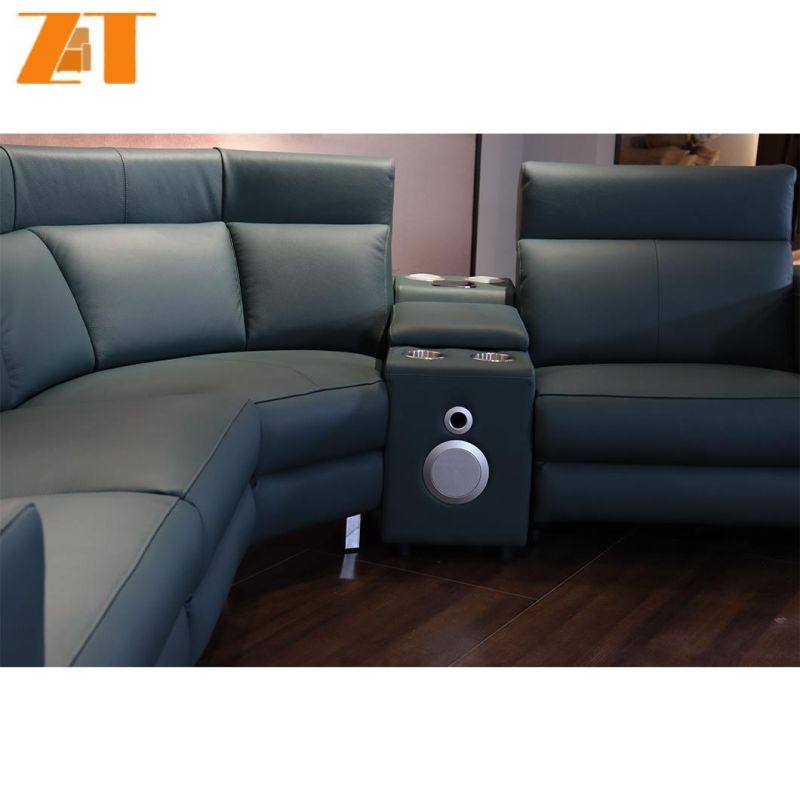 Modern Design I Shape Has Music to Play Recliner Sofa Set USB Charge Genuine Leather Sofa for Living Room Home Furniture