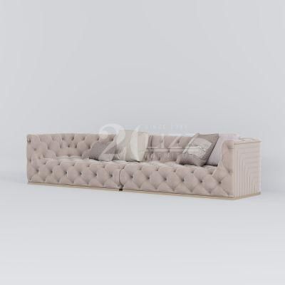 White Tufted Button Design Modern Minimalist Home Furniture Italian Living Room Velvet Fabric Sofa