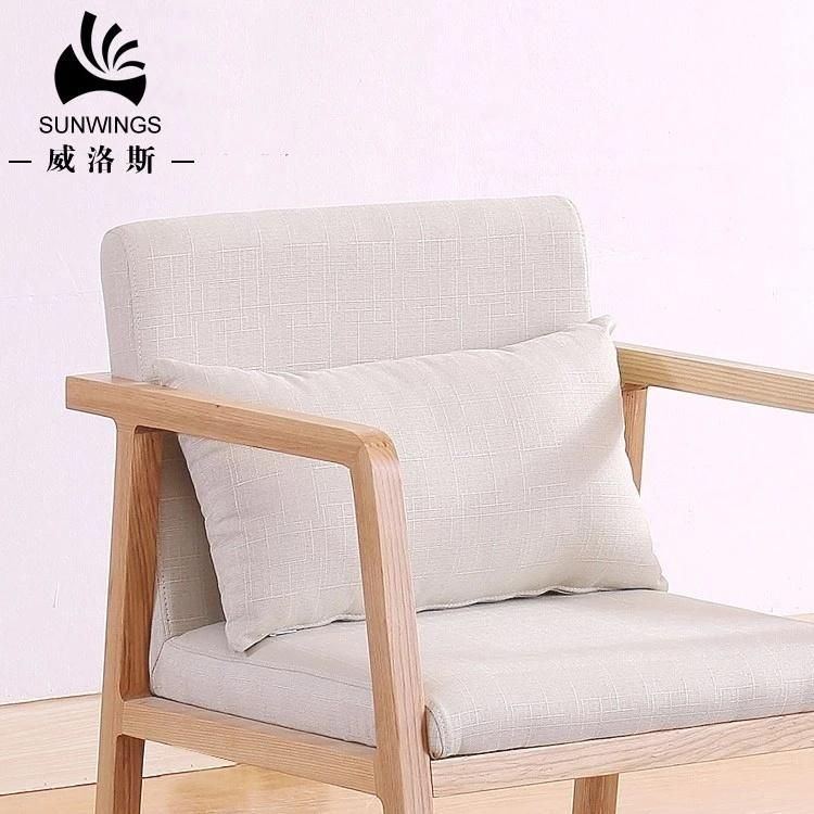 Foshan Furniture Factory Soft Cushion Fabric Wood Dining Chair Armchair Low M. O. Q.
