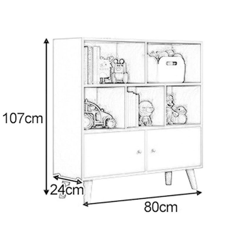 3-Tier Bookshelf Storage Shelves, Wood Bookcase with Doors Floor Standing Display Cabinet Rack with Legs Cube Book Shelf for Living Room Bedroom Home