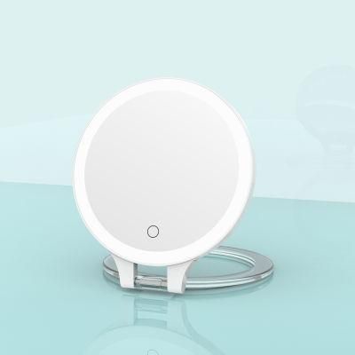 Rechargeable 10X Lighted Magnifying LED Makeup Hand Held Cosmetic Mirror