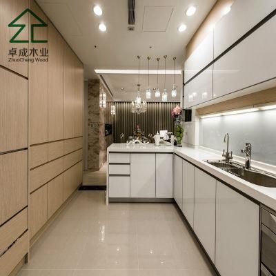 White UV MDF Kitchen Cabinet with Handle