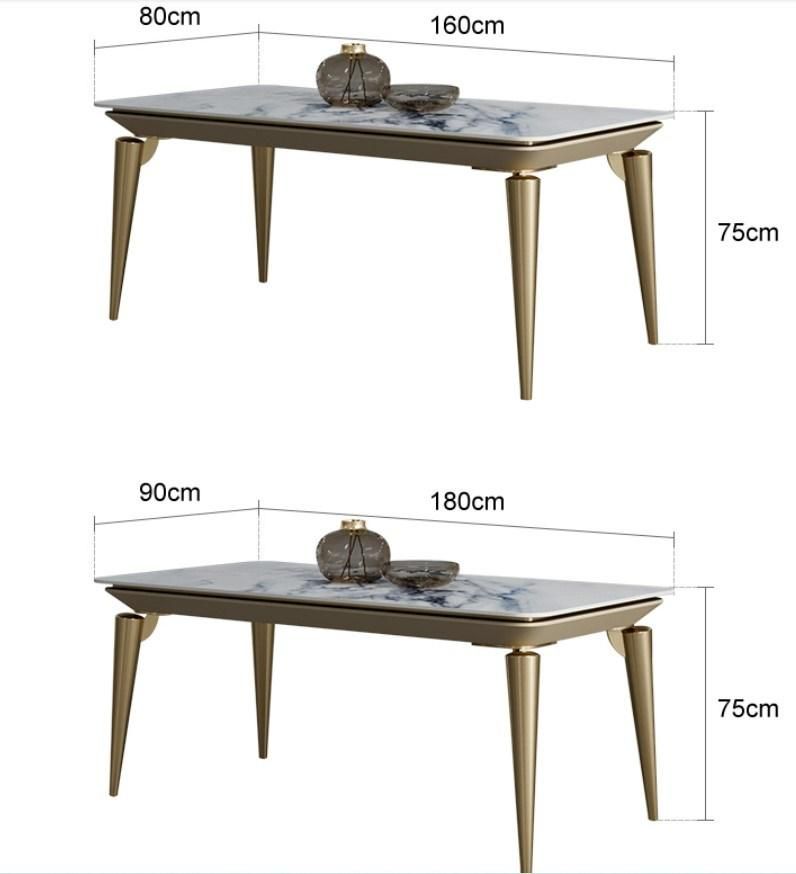 High End Modern Marble Stainless Dining Table Rectangle Dining Table