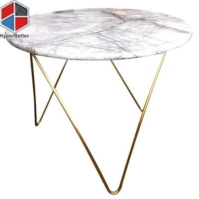 Wholesale Small Marble Coffee Table with Golden Metal Support