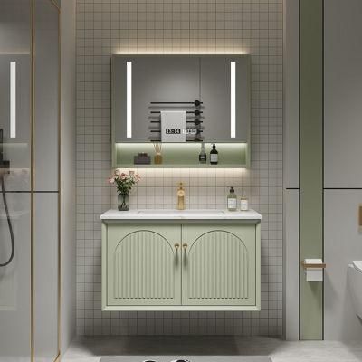 Modern Melamine Plywood Wall Mounted Bathroom Vanity Cabinet with LED Mirror