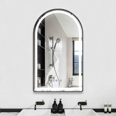 Beauty Salon Makeup Black Aluminum Frame Contemporary Bathroom LED Lighted Mirror