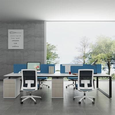 Modern Modular Office Furniture Linear Workstation Table 4 Seater Staff Cluster Office Desk
