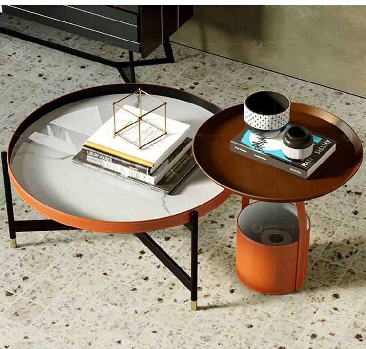 2 Set Modern Designer Round Steel Coffee Table