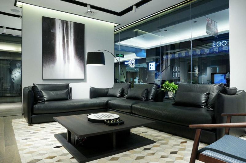 Concise Home Fty Best Selling Living Room Furniture Genuine Leather Upholstered L Shape Sofa Set