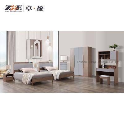 Apartment Hotel Bedroom Furniture Single Size Bed MDF Wooden Bedroom Set