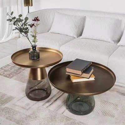 Modern Luxury Glass Body Titanium Coffee Table