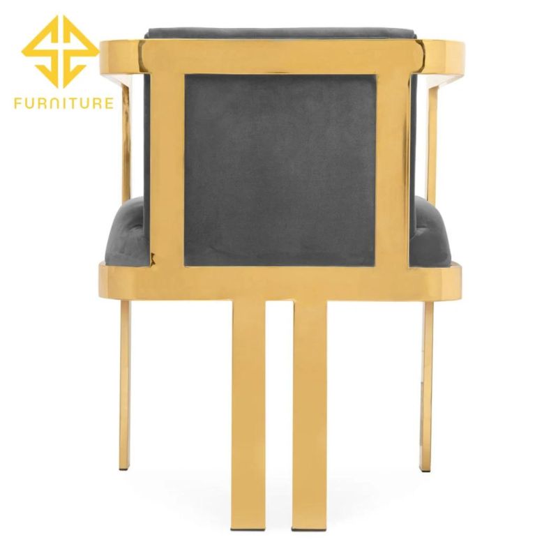 Luxury Stainless Steel Furniture Upholstered Seat Dining Chair