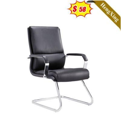 Simple Design Furniture Leisure Black PU Leather Sofa Chairs Office School Metal Frame Meeting Room Training Chair
