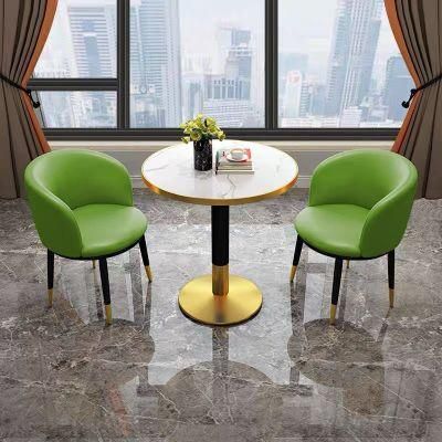 Modern Custom Milk Shop Cafe Shop Gold Metal Iron High Marble Bar Table