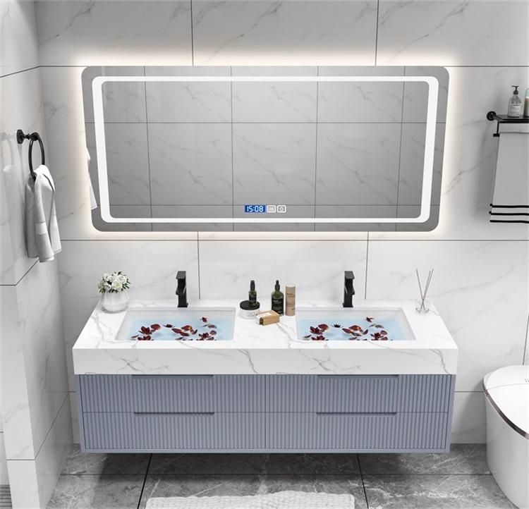 China Factory Wholesale Wall Mounted High Quaility Rock Plate Board Bathroom Cabinet Bathroom Vanity