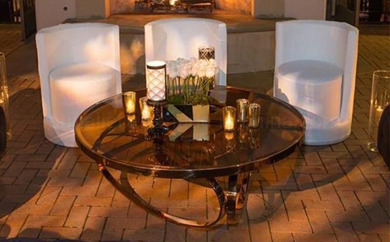 Nodic Design Copper Glass Coffee Table Gold Frame