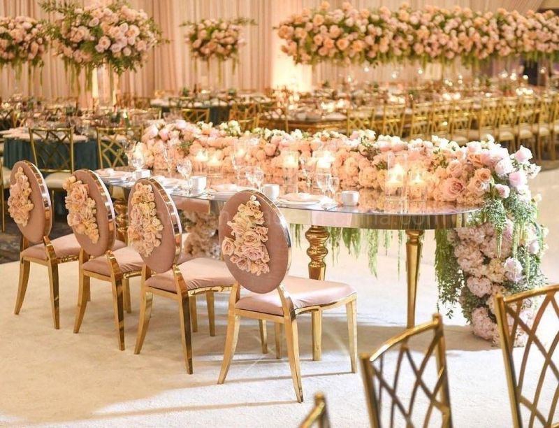 Dubai Antique New Design Gold Wedding Mirror Glass Hotel Table