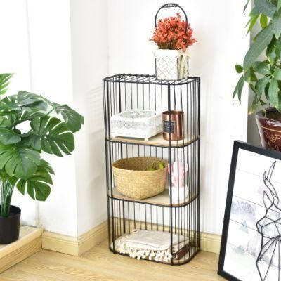 Modern Fine Quality Multi-Functional Home Furniture Black Metal Storage Shelf- 3 Tier