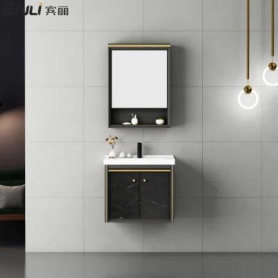 Black Luxury Hotel WC Wash Basin Wall Mounted Bathroom Vanity Cabinet Toilet Furniture with Mirror