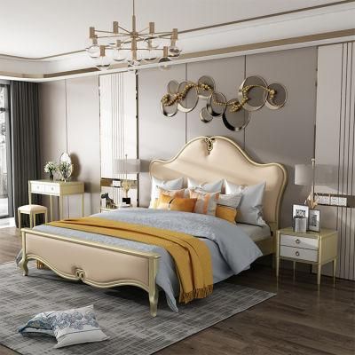 Wholesales Modern Home Furniture Wood Frame Leather King Size Bed for Bedroom Set