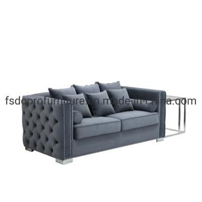 Modern Stainless Steel Fabric Home Living Room Sofa Set Furniture