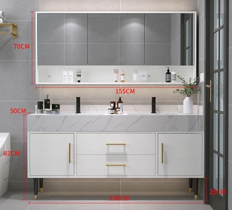 New Design Floor Standing Bathroom Cabinet with Rock Plate Sink Bathroom Vanity with Factory Price