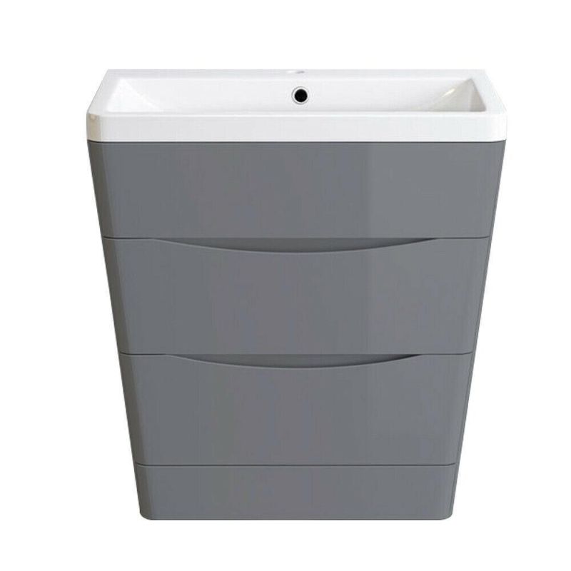 800mm Bathroom Vanity Unit Basin Storage Cabinet Modern Furniture Gloss Grey