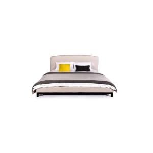 Ivory Linen Low Profile Bed with Modern Design