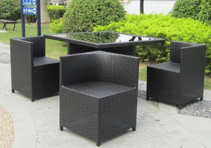 Leisure Modern Outdoor Dining Chatting Table 4 Seater Furniture Set