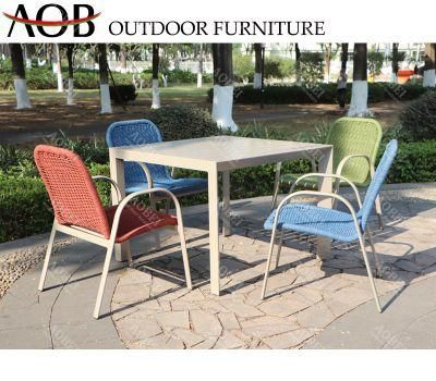 Modern Customized Outdoor Garden Patio Home Restaurant Dining Rope Chair Table Furniture Set