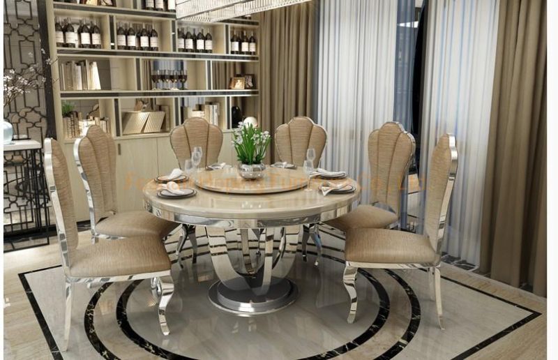 Hotel Table Modern Design Dining Chair Furniture Banquet Event Party Wedding Glass Top Stainless Steel Dining Table