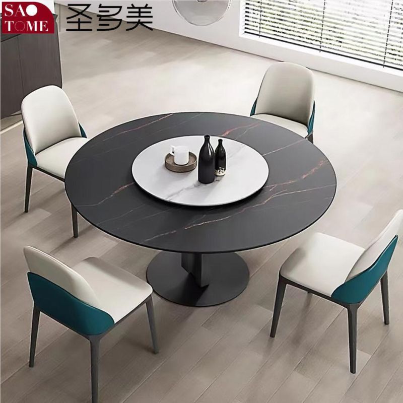 Modern Rock Furniture Geometric Round Dining Table with Turntable