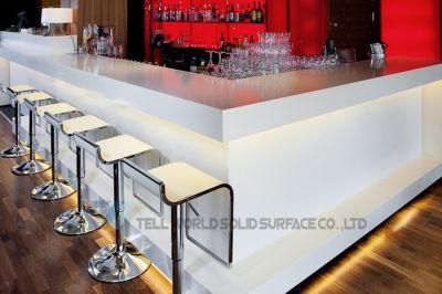 LED White Acrylic Solid Surface Modern Coffee Bar Counter