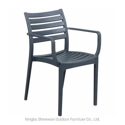 Wholesale Outdoor Furniture Modern Style Garden Furniture Joplin Plastic Chair Eco-Friendly PP Armrest Dining Chair