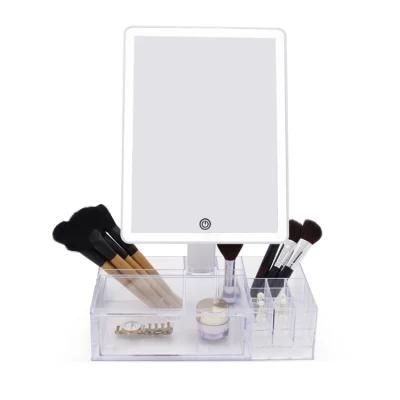 2 in 1 Mirror with Clear Makeup Tools Organiser