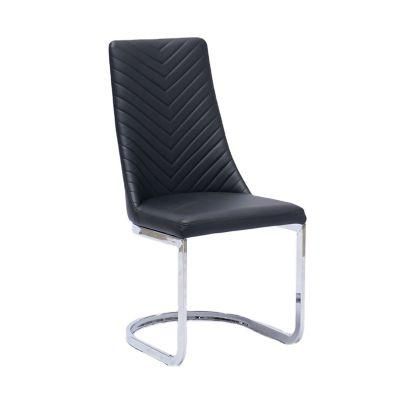 Modern Normal Reach PU Dining Chair with Chrome Legs for Home Hotel Restaurant