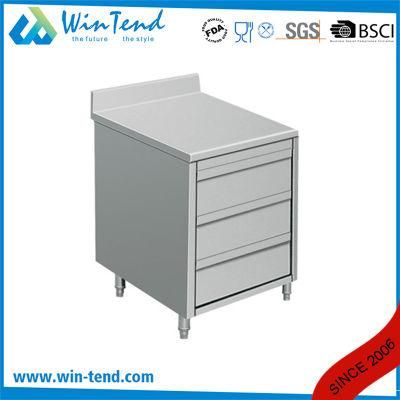 Stainless Steel Storage Drawer Corner Table Cabinet with Backsplash