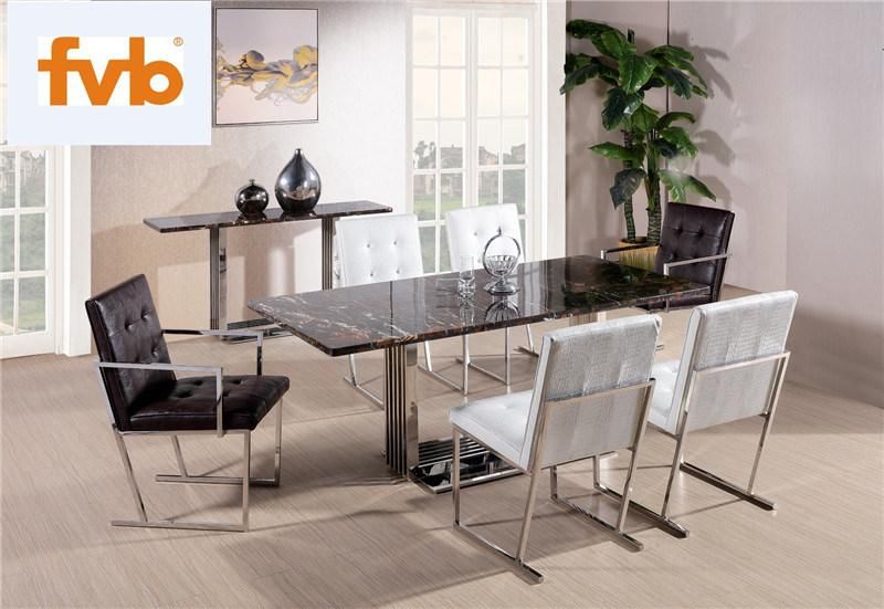 Modern Design Marble Top Dining Table with 6 Chairs