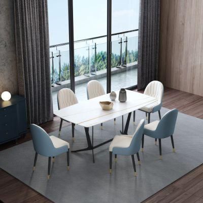 Factory Directly Home Furniture Modern Marble Dining Table Set Steel Frame Dining Chair