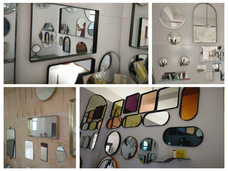 Wall Mounted Round Black White Brass Metal Framed Bathroom Furniture Makeup Mirror for Home Decoration