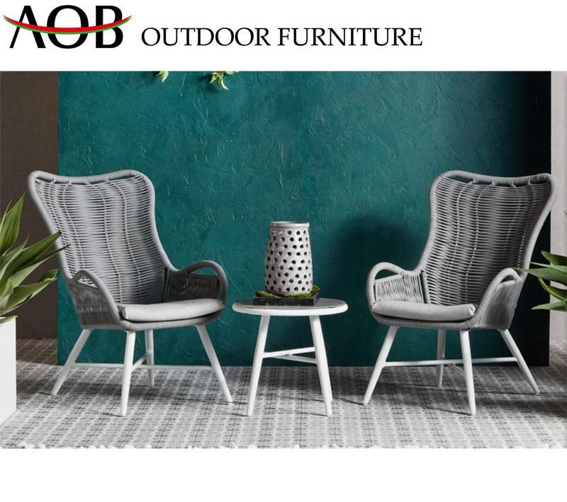 Modern All Weather Outdoor Garden Furniture Rope Woven Chair Leisure Balcony Sets with End Table