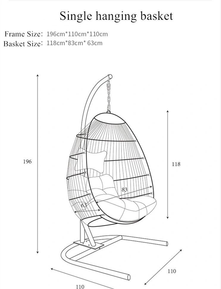 2020 Super Hot Modern Cane Furniture Wicker Rattan Leisure Chair Folding Swing Steel Frame Chair