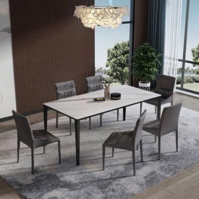 Modern Luxury Rectangle Restaurant Iron Frame Slate Dining Chairs