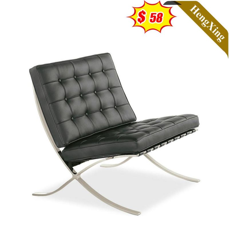 Modern Classic Design Hotel PU Leather Stainless Steel Living Room Seating Chair Chaise Lounge