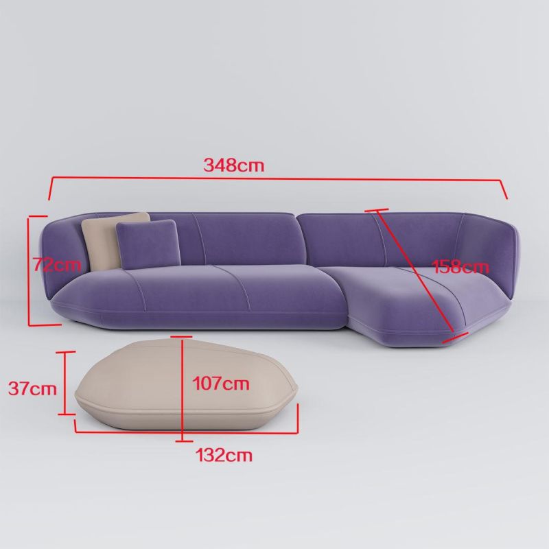 Unique Nordic Design Couch Living Room Sofa Furniture Set Modern Wood Frame Sofa with Stool