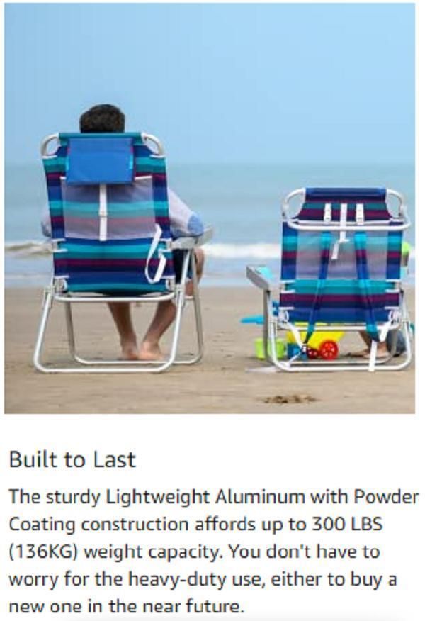 Folding Beach Chair 5 Position Lay Flat, Portable Camping Chair with Cup Holder for Outdoor/Lawn/Trip/Picnic/Fishing, Lightweight Foldable Sand Chairs for Adult