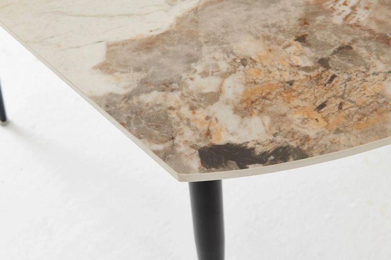 Pandora Round Folded Marble Table Carbon Steel