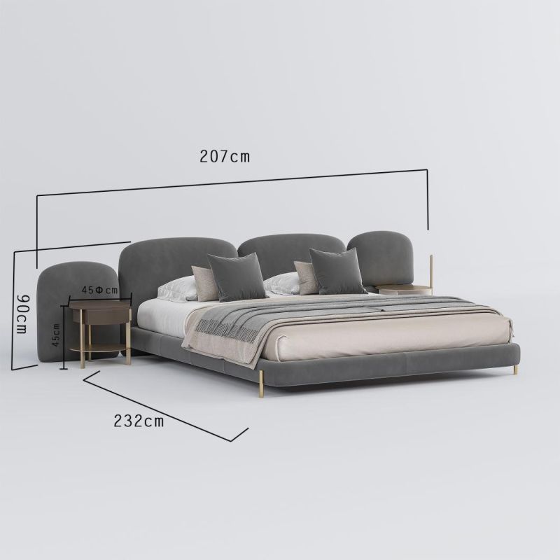 Direct Sale High Quality Luxury Home Hotel Furniture Nordic Bedroom Low Headboard Bed Set