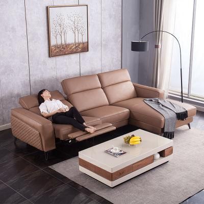 Living Room L Shape Recliner Couch Genuine Leather Modern Motorized Electric Recliner Sofa